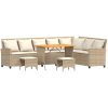 Soffgrupp för trädgården 4 delar med dynor L-formad beige vidaXL – miniatyr 2