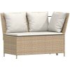 Soffgrupp för trädgården 4 delar med dynor L-formad beige vidaXL – miniatyr 5