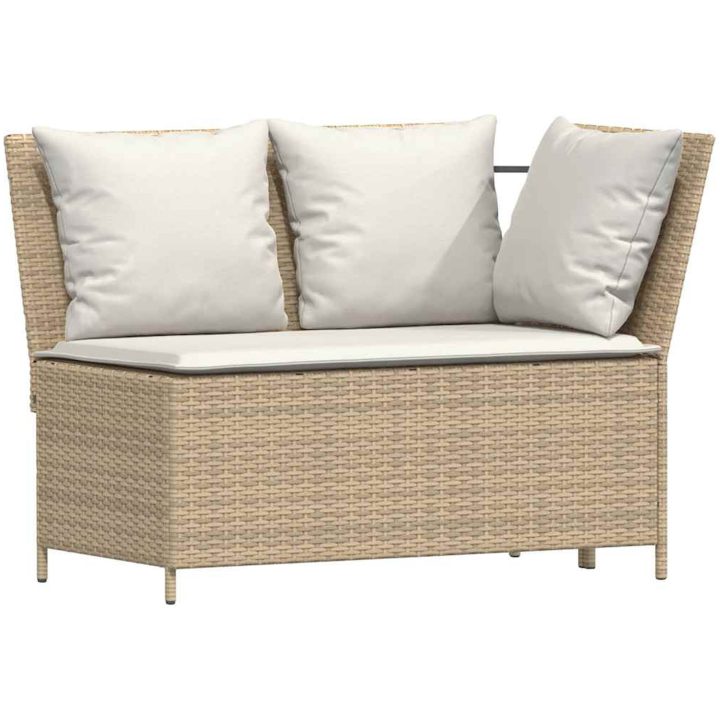 Soffgrupp för trädgården 4 delar med dynor L-formad beige vidaXL – bild 5