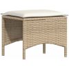Soffgrupp för trädgården 4 delar med dynor L-formad beige vidaXL – miniatyr 6