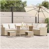 Soffgrupp för trädgården 4 delar med dynor L-formad beige vidaXL – miniatyr 1