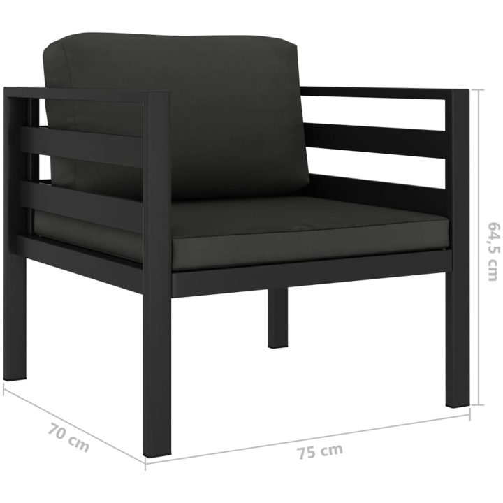 Soffgrupp för trädgården 5 delar med dynor aluminium antracit vidaXL – bild 6