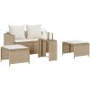 Soffgrupp för trädgården, 5 delar med kuddar, stapelbar beige vidaXL – miniatyr 4