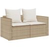 Soffgrupp för trädgården, 5 delar med kuddar, stapelbar beige vidaXL – miniatyr 5