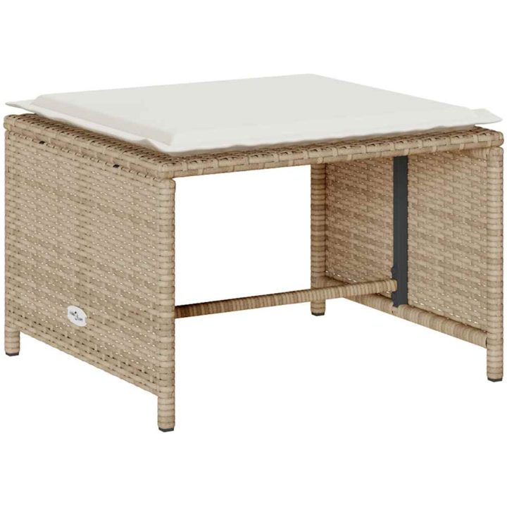 Soffgrupp för trädgården, 5 delar med kuddar, stapelbar beige vidaXL – bild 7