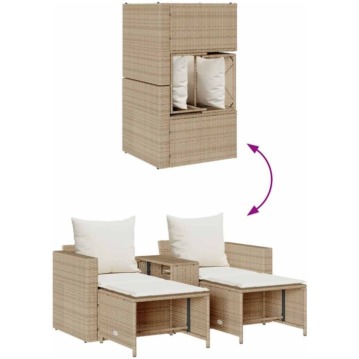 Soffgrupp för trädgården, 5 delar med kuddar, stapelbar beige vidaXL – bild 8