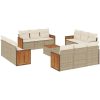 Soffgrupp för trädgården med dynor 13 delar beige konstrotting vidaXL – miniatyr 2