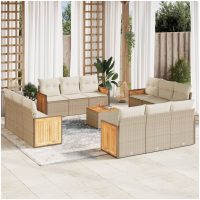 Soffgrupp för trädgården med dynor 13 delar beige konstrotting vidaXL