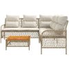 Soffgrupp för trädgården med dynor 2 delar beige konstrotting vidaXL – miniatyr 5