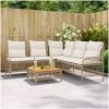 Soffgrupp för trädgården med dynor 2 delar beige konstrotting vidaXL – miniatyr 1