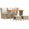 Soffgrupp för trädgården med dynor 4 delar beige konstrotting vidaXL – miniatyr 2