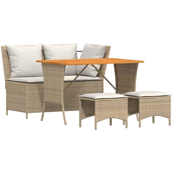 Soffgrupp för trädgården med dynor 4 delar beige konstrotting vidaXL – bild 2