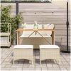 Soffgrupp för trädgården med dynor 4 delar beige konstrotting vidaXL – miniatyr 3