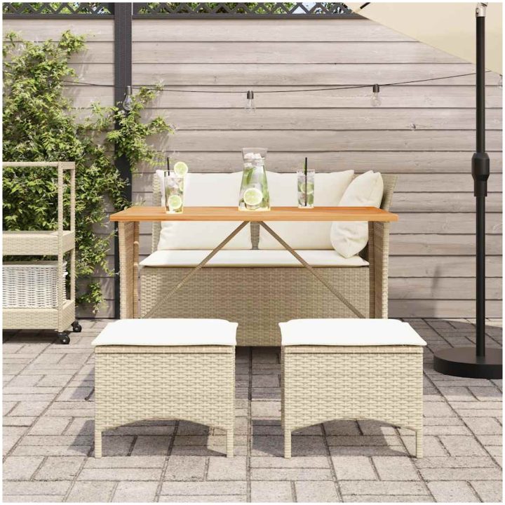 Soffgrupp för trädgården med dynor 4 delar beige konstrotting vidaXL – bild 3