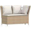 Soffgrupp för trädgården med dynor 4 delar beige konstrotting vidaXL – miniatyr 5