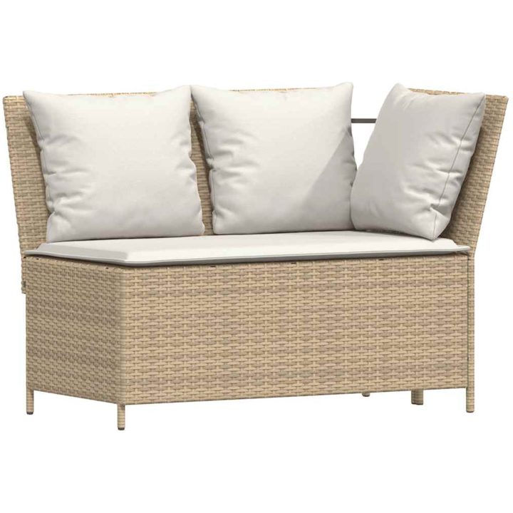 Soffgrupp för trädgården med dynor 4 delar beige konstrotting vidaXL – bild 5
