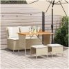 Soffgrupp för trädgården med dynor 4 delar beige konstrotting vidaXL – miniatyr 1