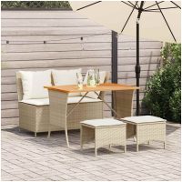 Soffgrupp för trädgården med dynor 4 delar beige konstrotting vidaXL