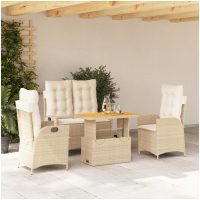 Soffgrupp för trädgården med dynor 4 delar beige konstrotting vidaXL