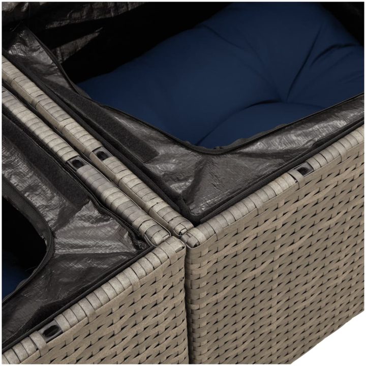 Soffgrupp för trädgården med dynor 4 delar grå konstrotting vidaXL – bild 7