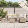 Soffgrupp för trädgården med dynor 5 delar beige konstrotting vidaXL – miniatyr 3