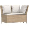 Soffgrupp för trädgården med dynor 5 delar beige konstrotting vidaXL – miniatyr 7