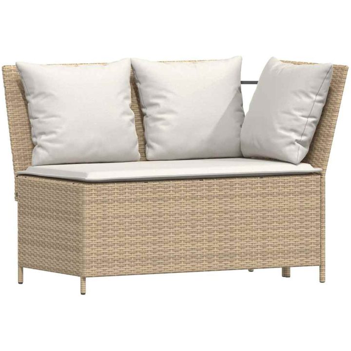Soffgrupp för trädgården med dynor 5 delar beige konstrotting vidaXL – bild 7