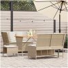 Soffgrupp för trädgården med dynor 5 delar beige konstrotting vidaXL – miniatyr 1