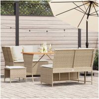 Soffgrupp för trädgården med dynor 5 delar beige konstrotting vidaXL