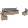 Soffgrupp för trädgården med dynor 6 delar beige konstrotting vidaXL – miniatyr 2