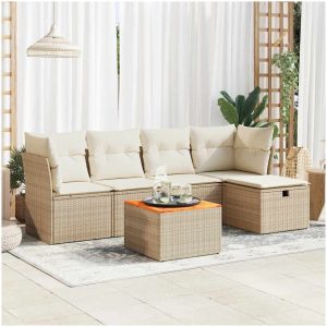 Soffgrupp för trädgården med dynor 6 delar beige konstrotting vidaXL