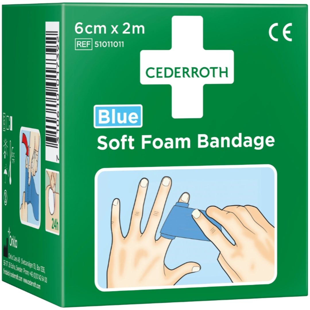 Soft Foam Bandage Blue 6cmx2m CEDERROTH Blå 6 cm x 2 m