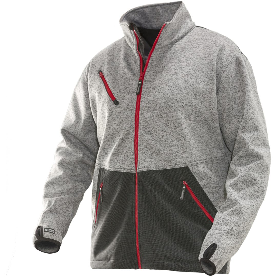 Softshell Jacka 1247 Technical Gråmelerad/Röd Jobman XXXL