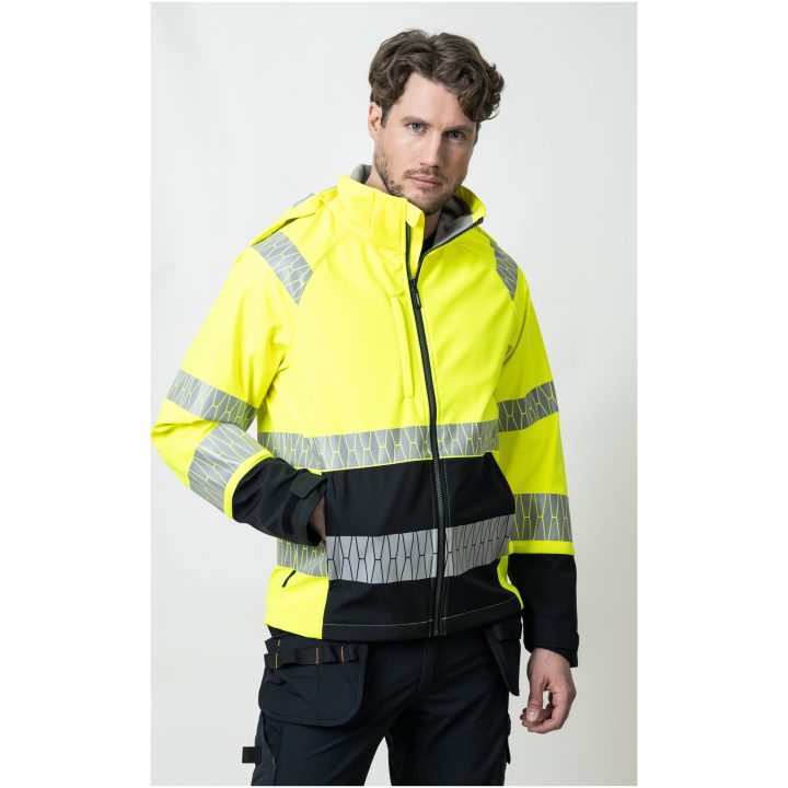 Softshelljacka 1376 Varselgul Svart Varsel gul/svart Jobman – bild 5