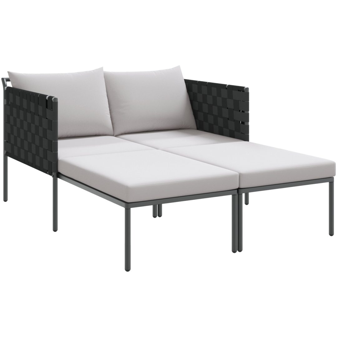 Solbädd med Kuddar 2-Person Anthracite Stål vidaXL 115 x 153 x 69.5 cm – bild 2
