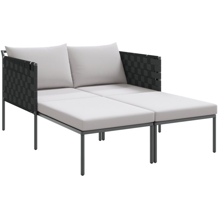 Solbädd med Kuddar 2-Person Anthracite Stål vidaXL 115 x 153 x 69.5 cm – bild 2