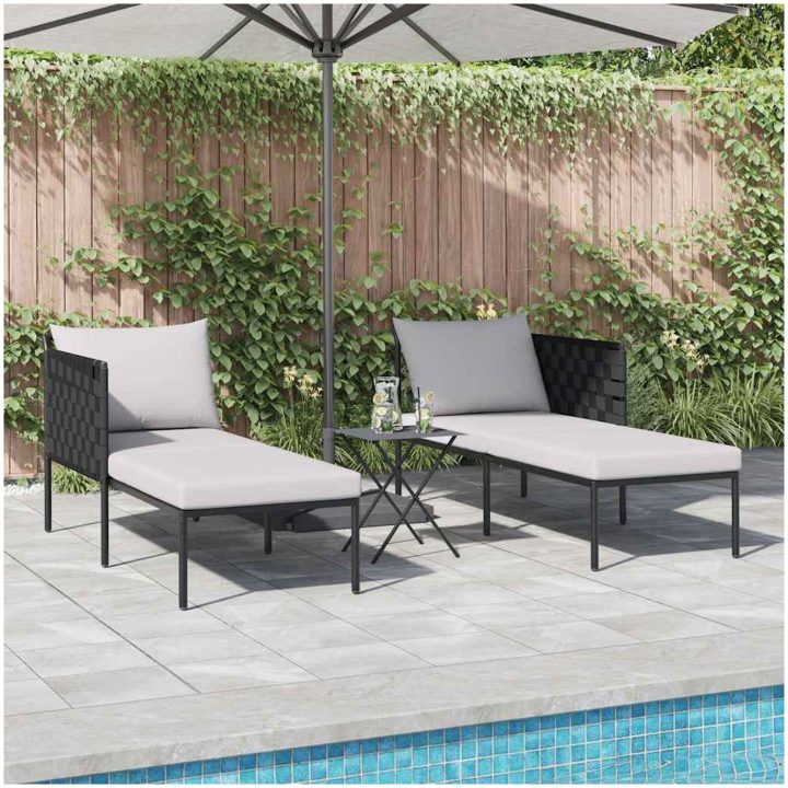 Solbädd med Kuddar 2-Person Anthracite Stål vidaXL 115 x 153 x 69.5 cm – bild 3