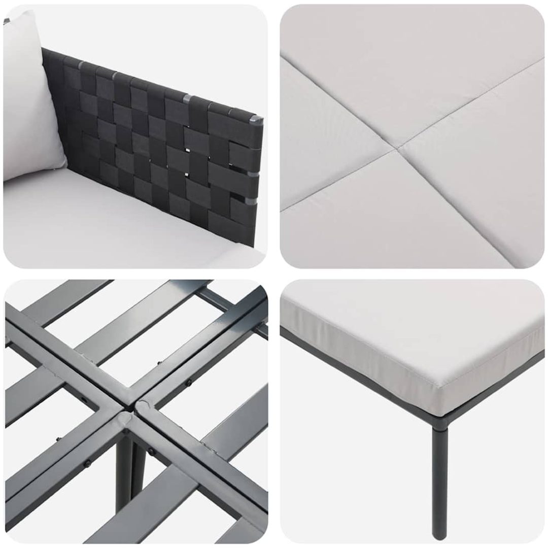 Solbädd med Kuddar 2-Person Anthracite Stål vidaXL 115 x 153 x 69.5 cm – bild 9