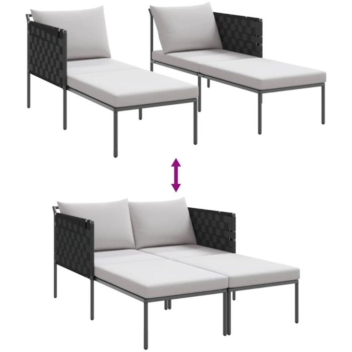 Solbädd med Kuddar 2-Person Anthracite Stål vidaXL 115 x 153 x 69.5 cm – bild 10