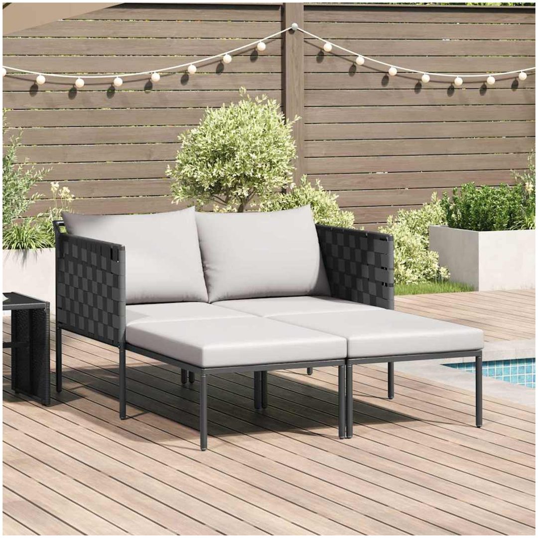 Solbädd med Kuddar 2-Person Anthracite Stål vidaXL 115 x 153 x 69.5 cm