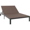 Solbädd med Kuddar och Hjul för 2 Personer Brun Poly Rattan vidaXL 200 x 109 x 28 cm – miniatyr 2