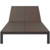 Solbädd med Kuddar och Hjul för 2 Personer Brun Poly Rattan vidaXL 200 x 109 x 28 cm – miniatyr 5