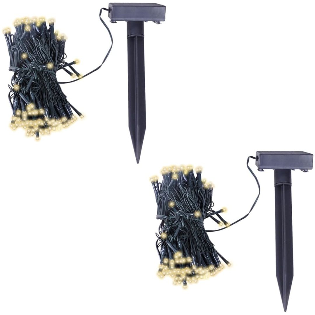 Solcellsdriven LED-ljusslinga 2 st varmvit vidaXL – bild 2