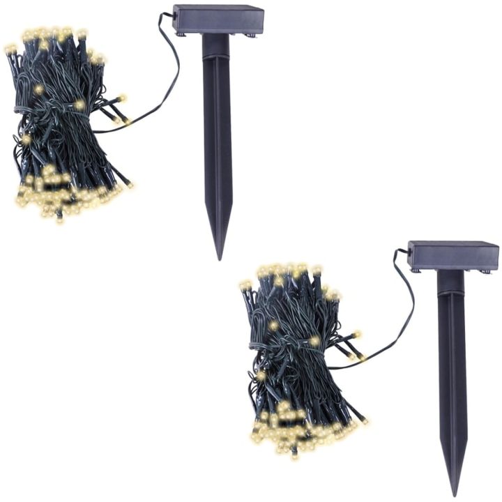 Solcellsdriven LED-ljusslinga 2 st varmvit vidaXL – bild 2