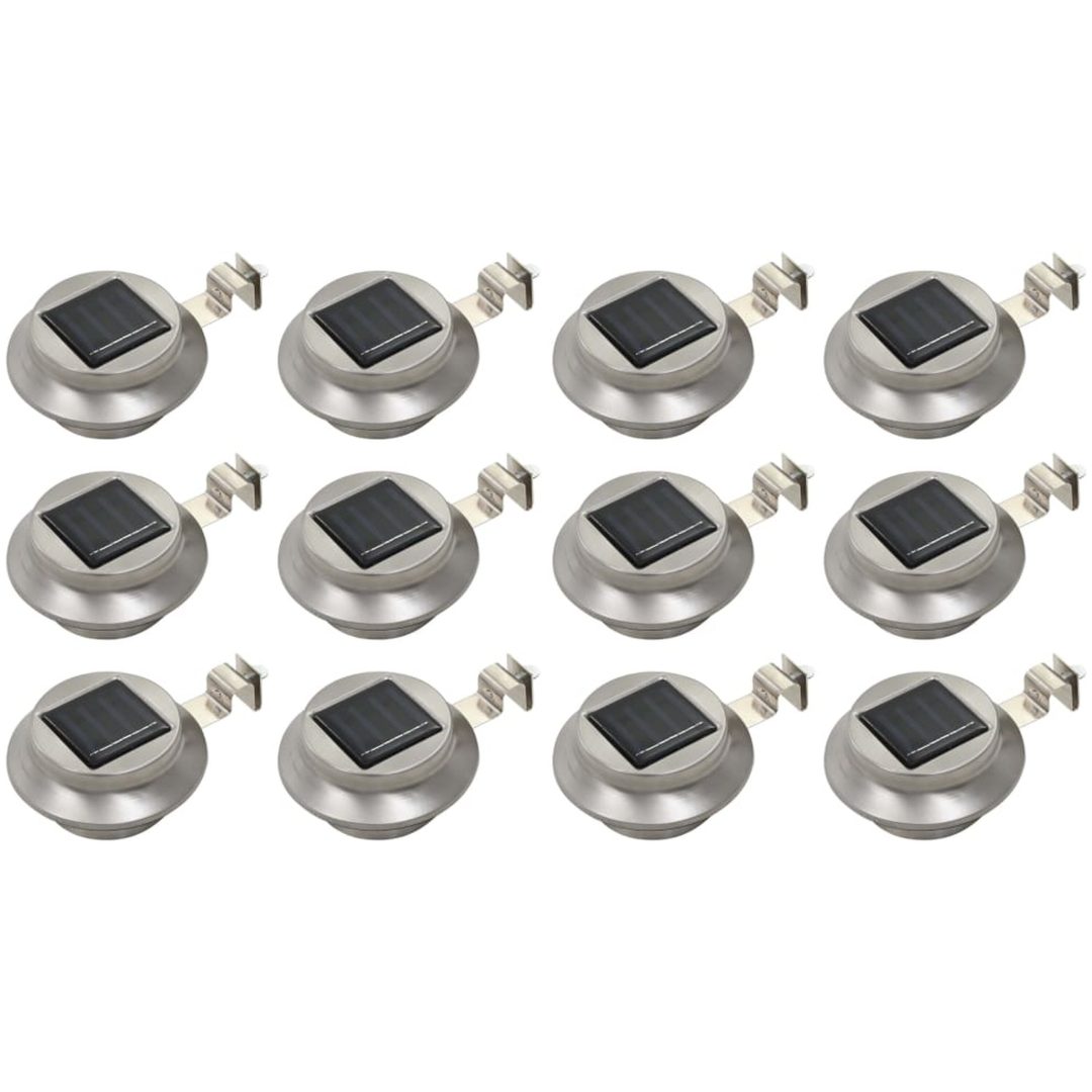 Solcellslampor 12 st LED runda 12 cm vit vidaXL