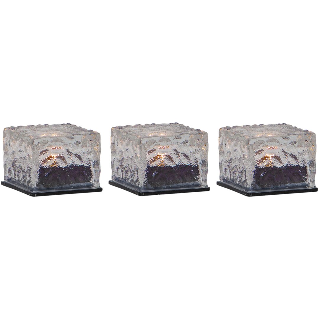Solcellsljus 3-p Icecube Transparent Star Trading