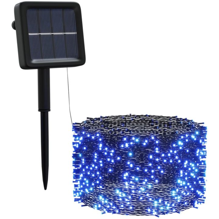 Soldriven ljusslinga 5 st 5x200 lysdioder blå inne/ute vidaXL – bild 3