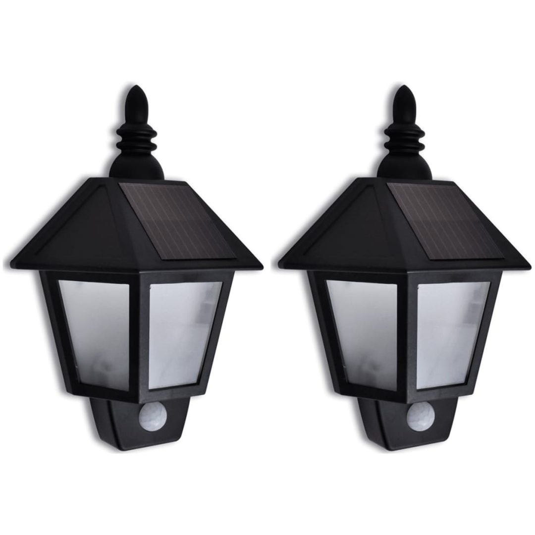 Soldriven vägglampa med rörelsesensor 2 st vidaXL