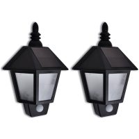 Soldriven vägglampa med rörelsesensor 2 st vidaXL