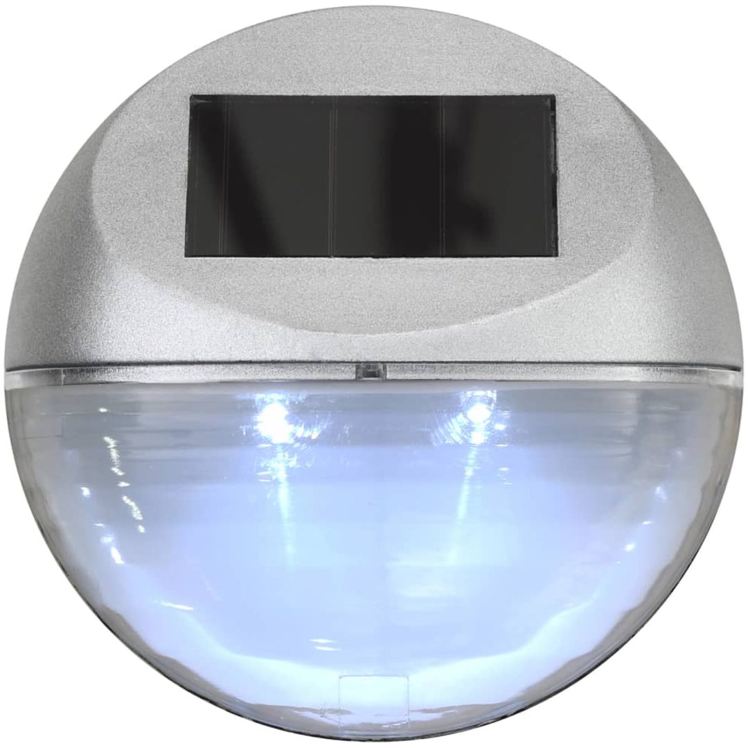 Soldrivna vägglampor 24 st LED runda silver vidaXL – bild 6